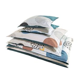    Ágyneműhuzat garnitúra 7 részes, paplanhuzat méret 140x200cm, 2 személyes, kék/barna/fehér mintás