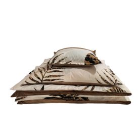    Ágyneműhuzat garnitúra 3 részes, paplanhuzat méret 140x200cm, 1 személyes, barna/fehér virág mintás