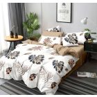  Ágyneműhuzat garnitúra 3 részes, paplanhuzat méret 140x200cm, 1 személyes, barna/fehér virág mintás