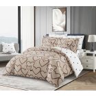  Ágyneműhuzat garnitúra 7 részes, paplanhuzat méret 140x200cm, 2 személyes, barna/fehér/fekete mintás