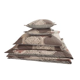    Ágyneműhuzat garnitúra 7 részes, paplanhuzat méret 140x200cm, 2 személyes, barna/fehér/szürke mintás