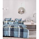  Ágyneműhuzat garnitúra 7 részes, paplanhuzat méret 140x200cm, 2 személyes, kék/szürke mintás