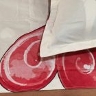  Ágyneműhuzat garnitúra 6 részes, paplanhuzat méret 200x220cm, 2 személyes, piros/fehér mintás