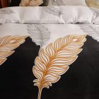 Sunflower® Plüss Ágyneműhuzat garnitúra 6 részes, paplanhuzat méret 200x220cm, 2 személyes, arany/fekete toll mintás