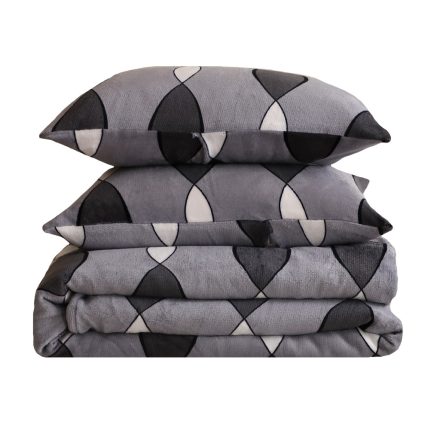 Sunflower® Plüss Ágyneműhuzat garnitúra 7 részes, paplanhuzat méret 140x200cm, 2 személyes, szürke ovális mintás