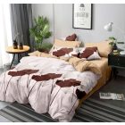  Ágyneműhuzat garnitúra 3 részes, paplanhuzat méret 140x200cm, 1 személyes, drapp/barna virág mintás