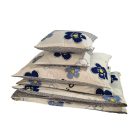  Ágyneműhuzat garnitúra 7 részes, paplanhuzat méret 140x200cm, 2 személyes, fehér/világoskék/virág mintás