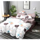  Ágyneműhuzat garnitúra 7 részes, paplanhuzat méret 140x200cm, 2 személyes, fehér/barna szív mintás