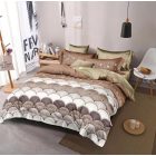  Ágyneműhuzat garnitúra 7 részes, paplanhuzat méret 140x200cm, 2 személyes, fehér/barna mintás