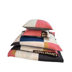    Ágyneműhuzat garnitúra 7 részes, paplanhuzat méret 140x200cm, 2 személyes, fehér/kék/szürke mintás